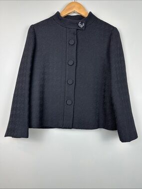 Teenflo 100% wool Canada black blazer jacket minimalist houndstooth business